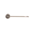 Minimalist silver alloy heart hair clip with a brushed vintage finish on white background - Silver