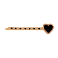 Punk vintage red heart hair clip in rose gold with black dots and metallic bead edge finish - Black