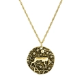 Collier minimaliste vintage en or avec pendentif Taureau sur une fine chaîne de corde - Taureau Or Antique