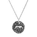 Détails du pendentif Taureau vintage en argent avec gaufrage de taureau et étoiles - Taureau Argent Antique