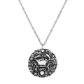 Détail du pendentif signe Cancer style rétro avec finition argentée antique et chaîne - Cancer Argent Antique
