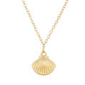 Golden seashell pendant necklace with detailed shell texture on a delicate gold chain - Shell