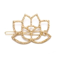 Pince à cheveux lotus dorée minimaliste en alliage avec finition martelée mate - Style Lotus Martelé Or