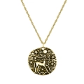 Collier minimaliste vintage en or avec pendentif zodiaque Sagittaire et motif embossé - Sagittaire Or Antique