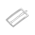 Minimalist silver alloy rectangular geometric hair clip with secure metal grip finish - Silver Rectangle Style