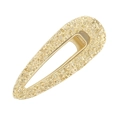 Golden drop-shaped hair clip with embossed floral patterns on a white background - Hollow Water Drop Style
