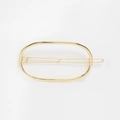 Minimalist oval golden alloy hair clip with polished metallic finish for women - Gold Oval Style