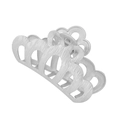 Elegant silver hollow crown metal hair claw clip with a matte brushed finish for women - Silver