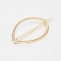 Minimalist golden alloy leaf geometric hair clip with a polished metallic finish - Gold Leaf Style