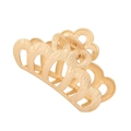 Golden matte metal hair claw clip with a hollow wave design and brushed texture finish - Gold