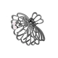 Pince à cheveux motif pétales ajourés gris anthracite avec perles et strass - Noir