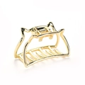 Chic golden metal hair claw clip in a minimalist cat ear shape for women hair styling - Small / Gold