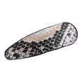 Fermaglio per capelli in pelle PU con stampa leopardata e design geometrico a goccia - Stile Serpente Nero Bianco Marrone (B Bianco)