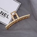 Pinza para el pelo minimalista de metal dorado con diseño elegante de líneas huecas - Dorado