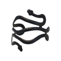 Punk style snake arm cuff in matte black finish with detailed scales for women - Black