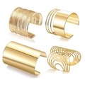 Set di bracciali aperti dorati lucidi con design geometrici e minimalisti moderni - Oro
