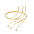 Minimalist gold multi-layer wire upper arm cuff bracelet with polished metal bead details - Round Bead Style / Gold