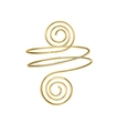 Detailed view of shiny gold geometric spiral upper arm cuff with a textured finish - A9 Gold