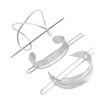 Three-piece silver metal hair stick set featuring leaf feather and geometric shapes - Three-Piece Set / Silver