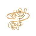 Detailed macro of gold tulip arm cuff featuring coiled metal wire and sparkling rhinestones - Rhinestone Spiral Style / Gold