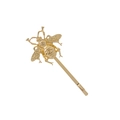 Golden metallic bee hair clip with detailed wing textures and minimalist vintage style - Gold