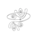 Detail of silver spiral metal arm cuff with sparkling rhinestones and twisted texture - Rhinestone Spiral Style / Silver