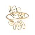 Detailed shot of golden metal tulip arm cuff with elegant spiral texture and artistic design - A4 Spiral Style / Gold