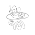 Macro detail of silver tulip arm cuff featuring bohemian spiral wire and diamond texture - A4 Spiral Style / Silver