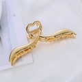 Elegante molletta per capelli dorata con design a onda e forma a cuore da donna - Oro