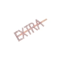 Dettaglio del fermaglio per capelli in oro rosa con strass scintillanti parola EXTRA - Oro rosa