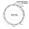 Hip hop pearl necklace with colorful rhinestone floral charms and adjustable chain - Silver Pearl Floral Necklace (06753)