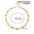 Hip hop pearl necklace with colorful rhinestones, 41cm plus 7cm extender chain - Gold Double-sided Flower Necklace (07342)