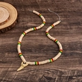 Colorful surfing necklace with wood beads and shark tooth pendant for men - Beige Style (07130)