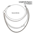 Catena per pantaloni a tre strati con perle da 0,8 cm e chiusure a moschettone - Argento (01725)