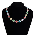 Hip hop necklace with multicolored gems and micro-paved rhinestones on a silver base - Necklace / Silver 07127