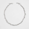 Silver CCB beaded hip-hop pant chain featuring irregular metallic links and lobster clasps - Silver