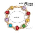 Gold plated hip hop bracelet with colorful gemstones and white zircon accents - Bracelet / Gold 02801