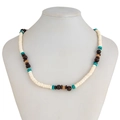 Collana da uomo in stile boho con perle di guscio di cocco in turchese e legno marrone - Stile Misto Multicolore (07201)