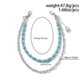 Dubbellaagse tailleketting met turquoise kralen, metalen schakels en cowboyhoed hanger - Zilver (Wit K-01743)