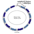 Blue and silver sparkling beaded necklace for men with adjustable extension chain - White K + Royal Blue Color Scheme