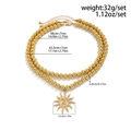 Double-layered golden bead necklace set with sun pendant and adjustable lobster clasp - Gold (06377)