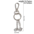 Porte-clés hip hop argenté avec pendentifs doubles dés et chaîne en métal pour homme - Style Double Dés (00285) / Argent