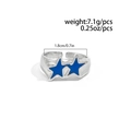 Silver adjustable open ring with navy blue enamel star detail, weighs 7.1g and 1.8cm wide - Inner Diameter 1.8cm (Adjustable) / Silver Tone with Blue Star (00922)