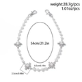 Detail showing pearl chain dimensions with rhinestone cross charms and lobster clasps - Silver White (01753)