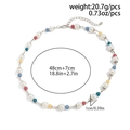 Men's hip hop necklace with colorful faux pearls and silver lobster clasp detail - White and Multicolor