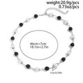Men's hip-hop necklace with black and white pearls and metal spacer beads 46cm - Black And White