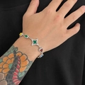 Bracelet hip-hop argenté avec pierres précieuses colorées et étoile centrale - Bracelet / Argenté