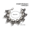 Pulsera calavera retro de plata con 8 eslabones y cierre de langosta, pesa 46,6 g y mide 18 cm - Plata Antigua
