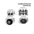 Vierer-Set silberne Vintage-Punk-Sternenringe mit schwarzem Emaille-Finish - Antiksilber Stern Kreuz Set (06665) / Antiksilber