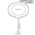 Silver beaded stainless steel cross necklace for men with religious rosary pendant - Large Bead (07366)